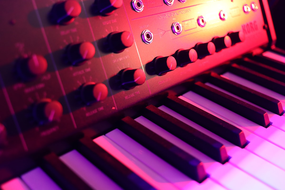 Music production workstation with keyboard controller and audio interface