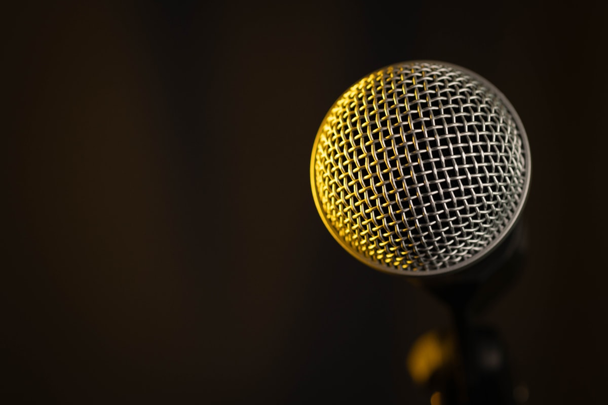 Studio condenser microphone in a professional audio environment